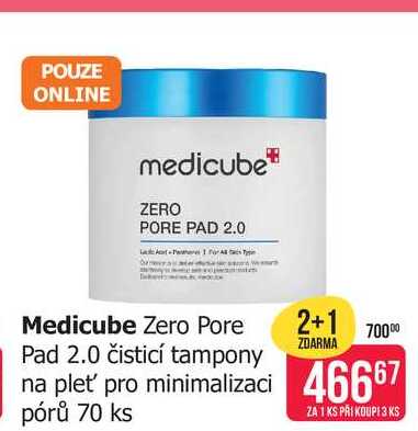 Medicube Zero Pore Pad 2.0 čisticí tampony na pleť pro minimalizaci pórů 70ks Teta drogerie