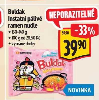 Buldak Instatní pálivé ramen nudle 130-140 g  
