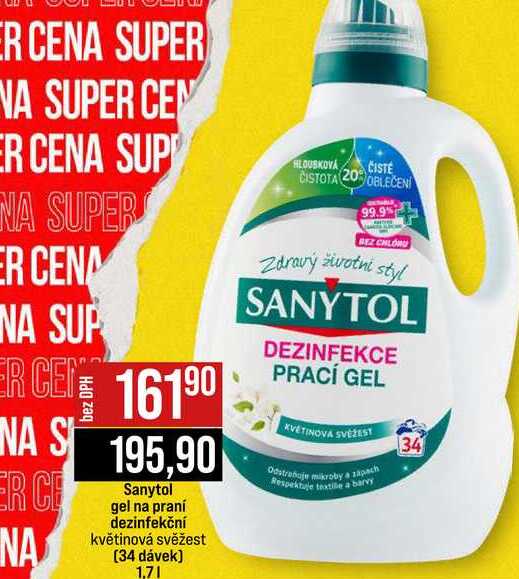 Sanytol gel na praní dezinfekční květinová svěžest 34 dávek 1,7l