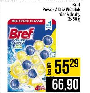 Bref Power Aktiv WC blok různé druhy 3x50 g JIP