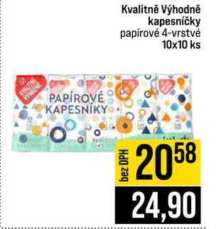 Kvalitně Výhodně kapesníčky papírové 4-vrstvé 10x10 ks
