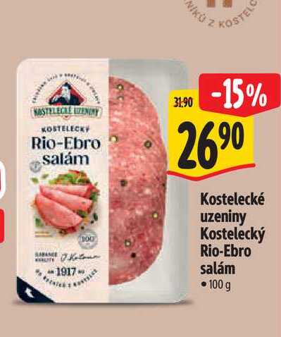   Kostelecké uzeniny Kostelecký Rio-Ebro salám 100 g  