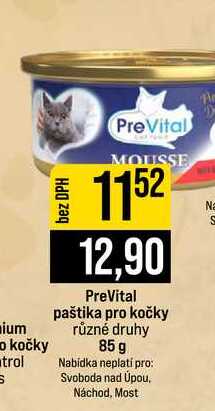 PreVital paštika pro kočky různé druhy 85 g