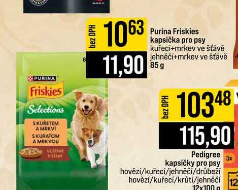Purina Friskies kapsička pro psy kuřecí+mrkev ve šťávě jehněčí+mrkev ve šťávě 85g