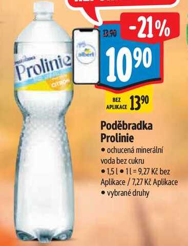 Poděbradka Prolinie ochucená minerální voda bez cukru 1,5 l