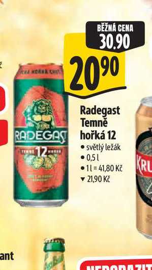  Radegast Temně hořká 12  0,5 l