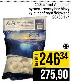 AG Seafood Vannamei syrové krevety bez hlavy vyloupané vystřívkované 26/30 1kg 