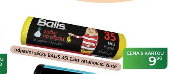 Odpadní sáčky BALIS 35l 15ks zatahovací žluté Tamda Foods