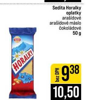 Sedita Horalky oplatky arašídové arašídové máslo čokoládové 50 g 