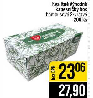 Kvalitně Výhodně kapesníčky box bambusové 2-vrstvé 200 ks 
