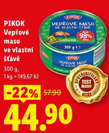 PIKOK Vepřové maso ve vlastní šťávě, 300 g