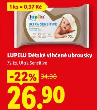 LUPILU Dětské vlhčené ubrousky, 72 ks