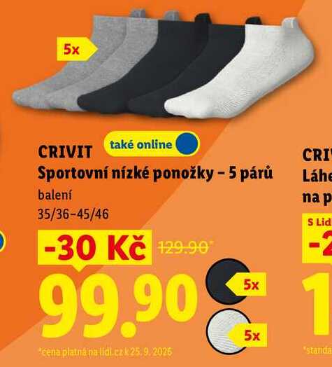 CRIVIT Sportovní nízké ponožky - 5 párů