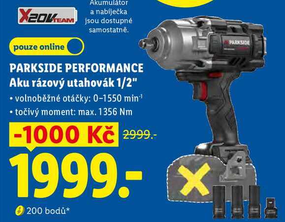 PARKSIDE PERFORMANCE Aku rázový utahovák 1/2" 