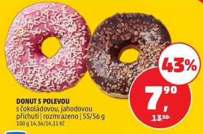 DONUTS POLEVOU s čokoládovou, 55/56 g  