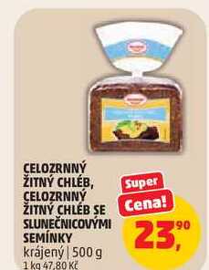 CELOZRNNÝ ŽITNÝ CHLEB, krájený, 500 g