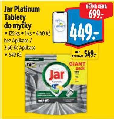 Jar Platinum Tablety do myčky, 125 ks
