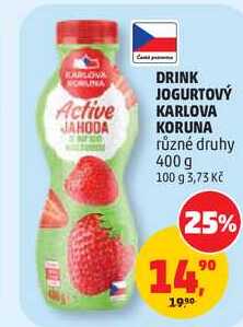 DRINK JOGURTOVÝ KARLOVA KORUNA různé druhy, 400 g