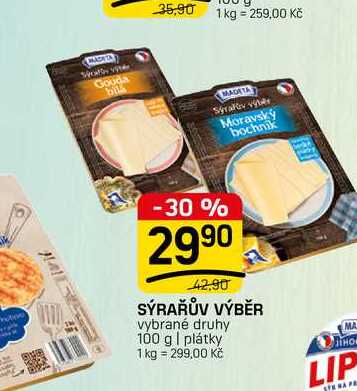 SÝRAŘŮV VÝBĚR vybrané druhy 100 g | plátky