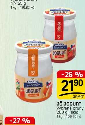 JČ JOGURT vybrané druhy 200 g | sklo
