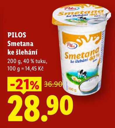 PILOS Smetana ke šlehání, 200 g, 40% tuku