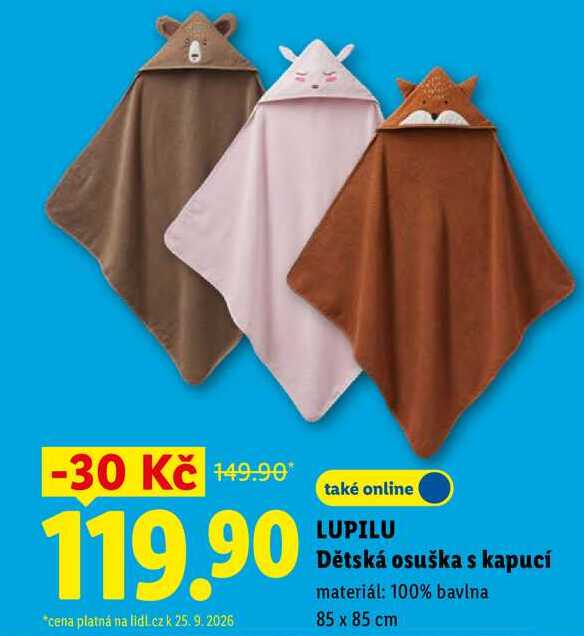 LUPILU Dětská osuška s kapucí