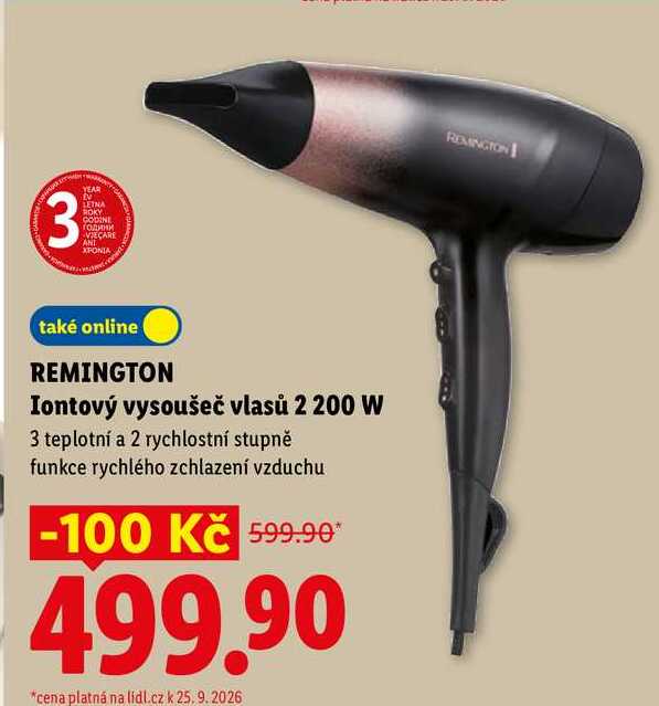 REMINGTON Iontový vysoušeč vlasů 2 200 W Lidl