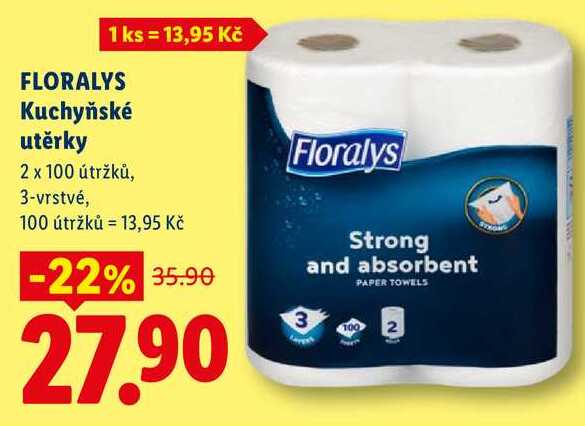 FLORALYS Kuchyňské utěrky, 2 role Lidl