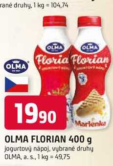 OLMA FLORIAN 400 g jogurtový nápoj, vybrané druhy