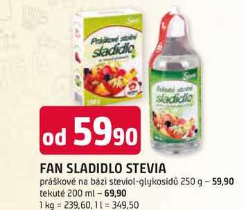 FAN SLADIDLO STEVIA práškové na bázi steviol-glykosidů 250 g
