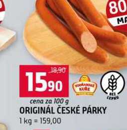 ORIGINÁL ČESKÉ PÁRKY 100g