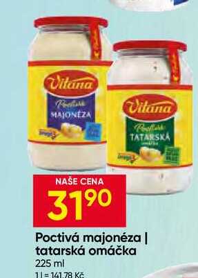 Vitana Poctivá tatarská omáčka, majonéza 225ml, vybrané druhy