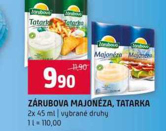 ZÁRUBOVA MAJONÉZA, TATARKA 2x 45 ml vybrané druhy