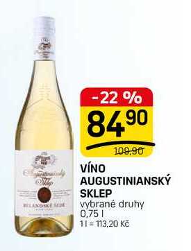 VÍNO AUGUSTINIANSKÝ SKLEP vybrané druhy 0,75l