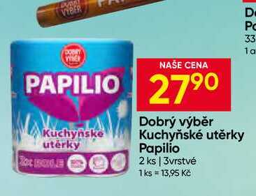 Dobrý výběr Kuchyňské utěrky Papilio 2 ks 3vrstvé Hruška