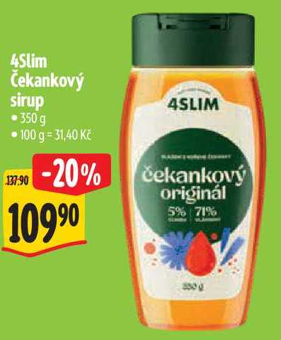 4Slim Čekankový sirup, 350 g