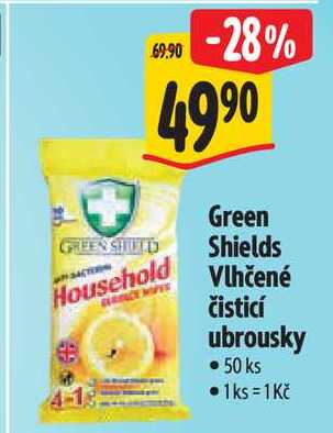 Green Shields Vlhčené čisticí ubrousky, 50 ks Albert