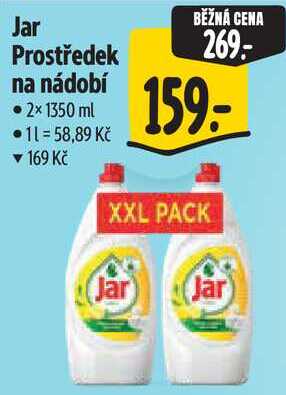 Jar Prostředek na nádobí, 2x 1350 ml 
