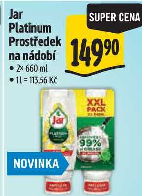 Jar Platinum Prostředek na nádobí, 2x 660 ml Albert