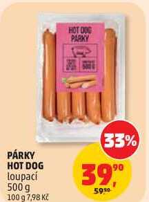 PÁRKY HOT DOG loupací, 500 g 