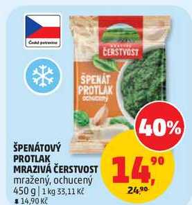 ŠPENÁTOVÝ PROTLAK MRAZIVÁ ČERSTVOST mražený, ochucený, 450 g