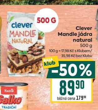 Clever Mandle jádra natural 500 g
