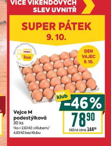 Vejce M podestýlková 30 ks