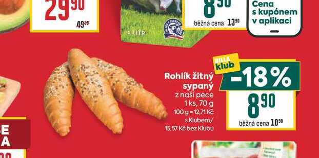 Rohlík žitný sypaný z naší pece 1 ks, 70 g