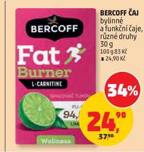 BERCOFF ČAJ bylinné a funkční čaje, různé druhy, 30 g