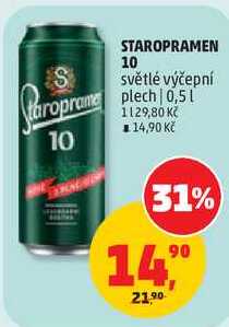 STAROPRAMEN 10 světlé výčepní plech, 0,5 l