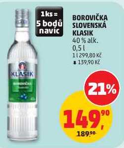 BOROVIČKA SLOVENSKÁ KLASIK 40% alk., 0,5 l 