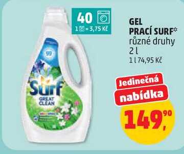 GEL PRACÍ SURF různé druhy, 2 l 