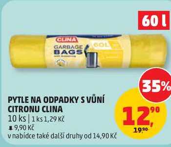 PYTLE NA ODPADKY S VŮNÍ CITRONU CLINA, 10 ks