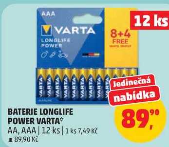 BATERIE LONGLIFE POWER VARTA AA, AAA, 12 ks